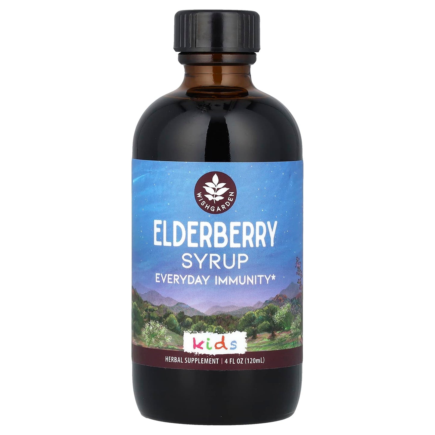 WishGarden Herbs, Kids, Elderberry Syrup, 4 fl oz (120 ml) - Image 1