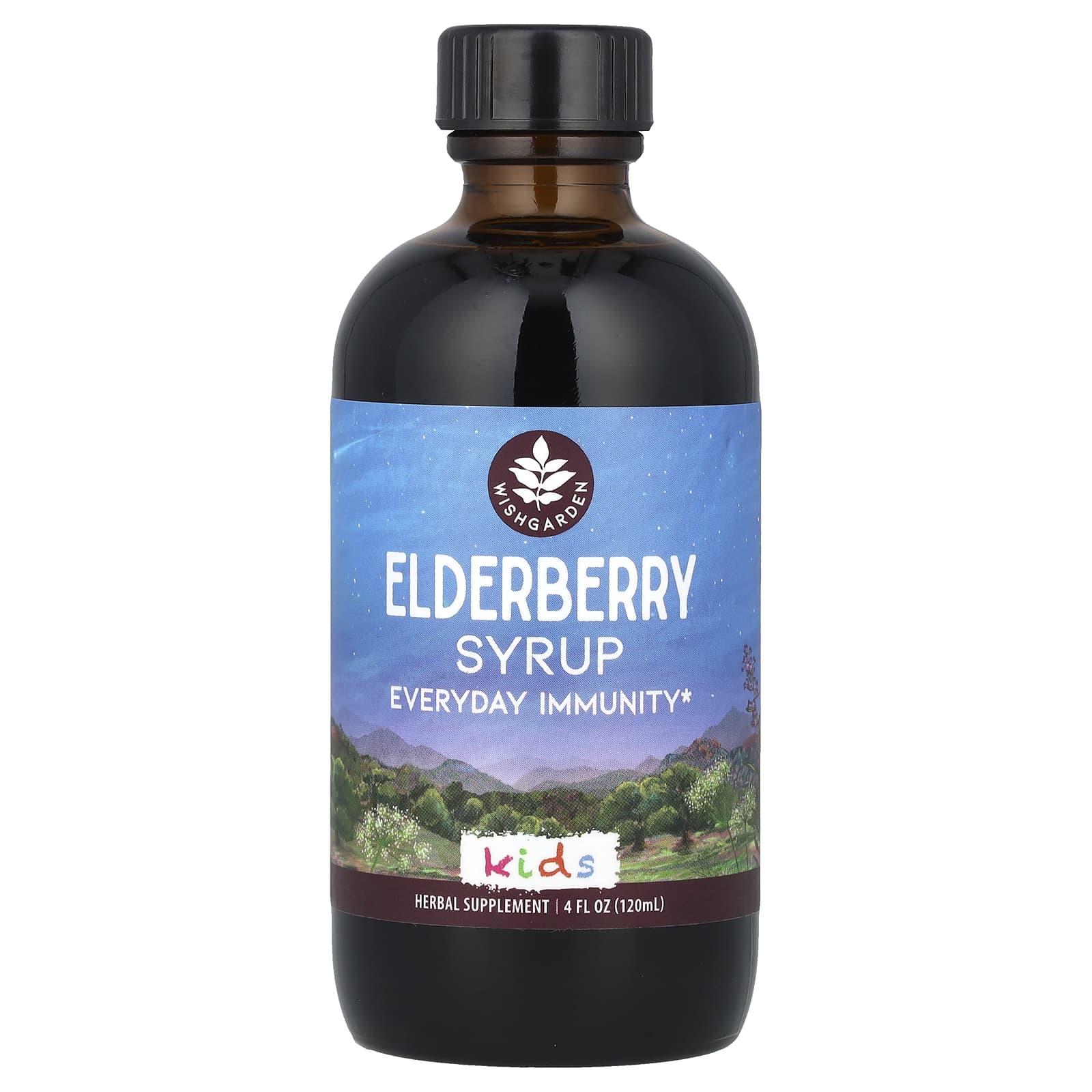WishGarden Herbs, Kids, Elderberry Syrup, 4 fl oz (120 ml) - Image 1
