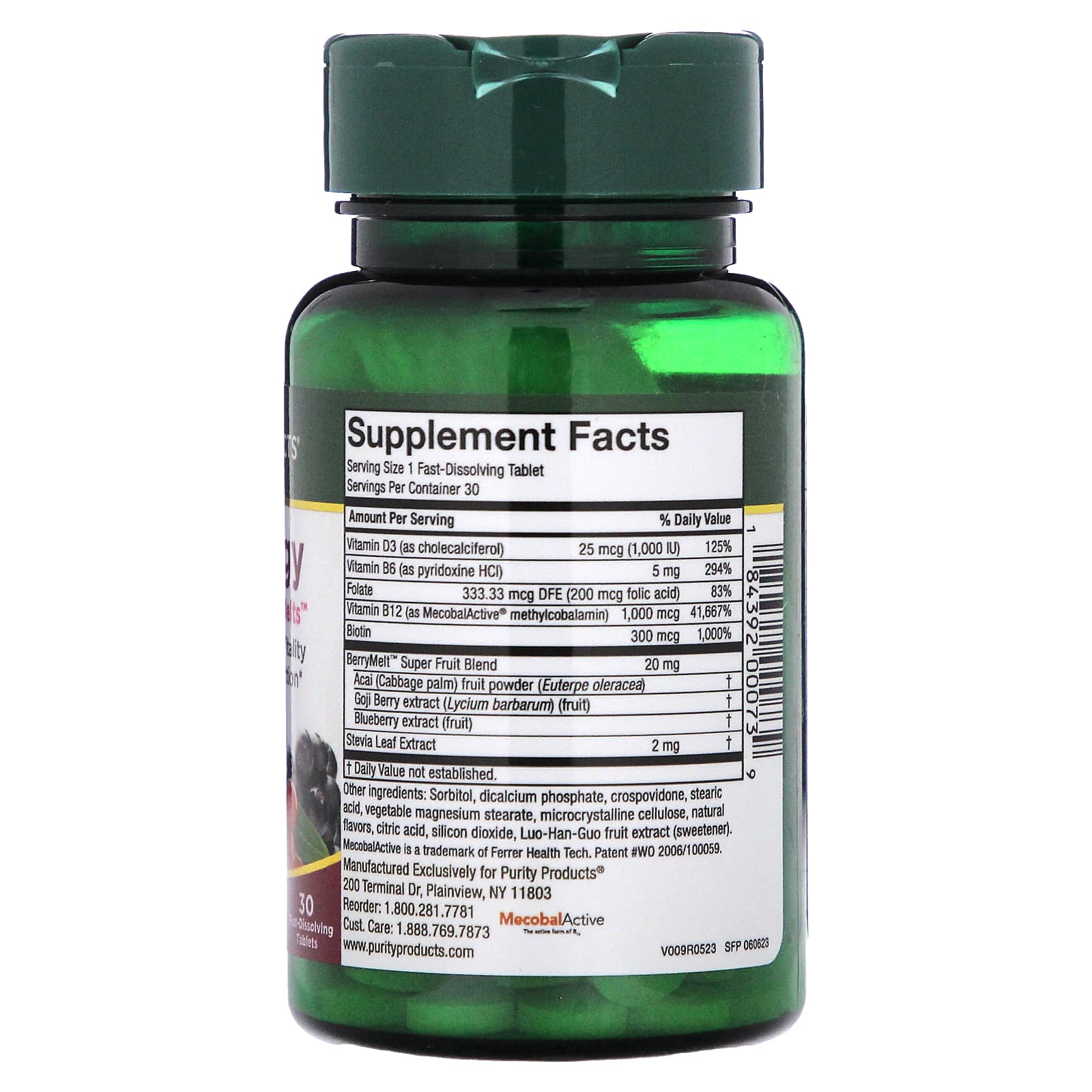 Purity Products, B12 Energy, Berry Lemonade Melts, 30 Fast-Dissolving Tablets - Image 2