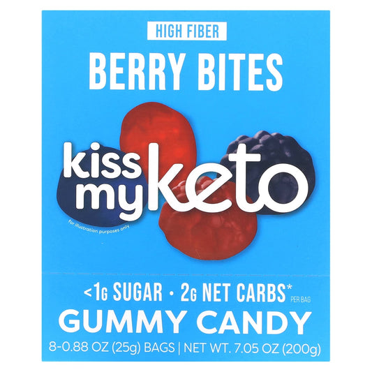 Kiss My Keto, Gummy Candy, Berry Bites, 8 Bags, 0.88 oz (25 g) Each - Image 1