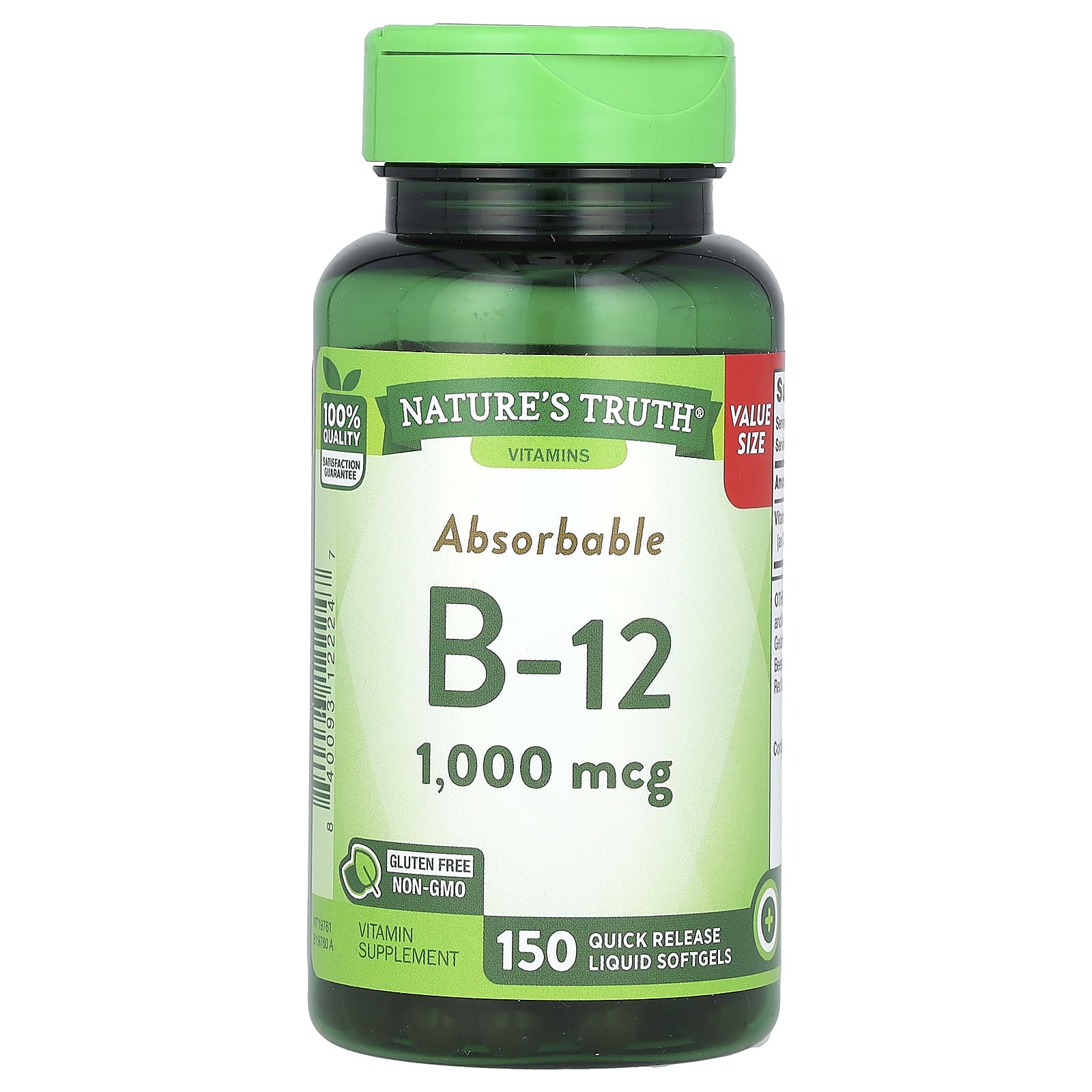 Nature's Truth, Absorbable B-12, 1,000 mcg, 150 Quick Release Liquid Softgels - Image 1