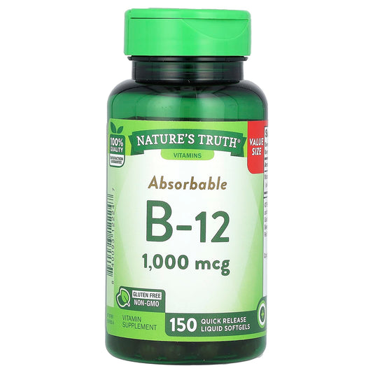 Nature's Truth, Absorbable B-12, 1,000 mcg, 150 Quick Release Liquid Softgels - Image 1