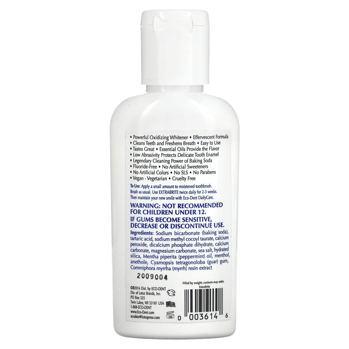EcoDent Baking Soda Tooth Powder, Fluoride Free, Dazzling Mint, 2 oz - Image 2