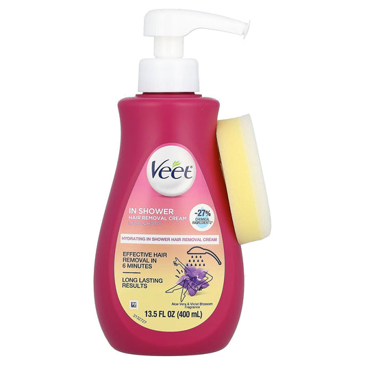 Veet, In Shower Hair Removal Cream, Aloe Vera & Violet Blossom, 13.5 fl oz (400 ml) - Image 1