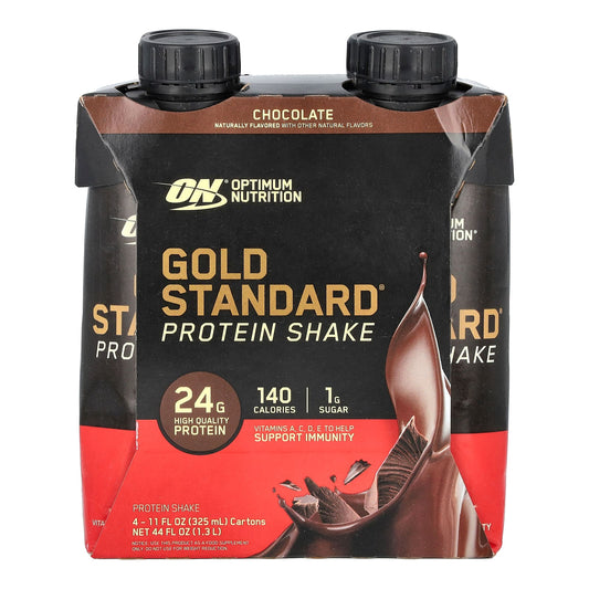 Optimum Nutrition, Gold Standard® Protein Shake, Chocolate, 4 Cartons, 11 fl oz (325 ml) Each - Image 1