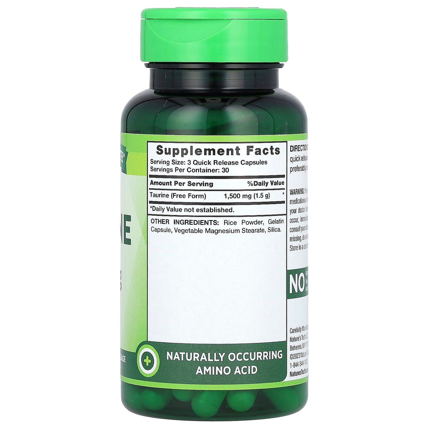 Nature's Truth, Vitamins, Taurine, 90 Quick Release Capsules (500 mg per Capsule) - Image 2