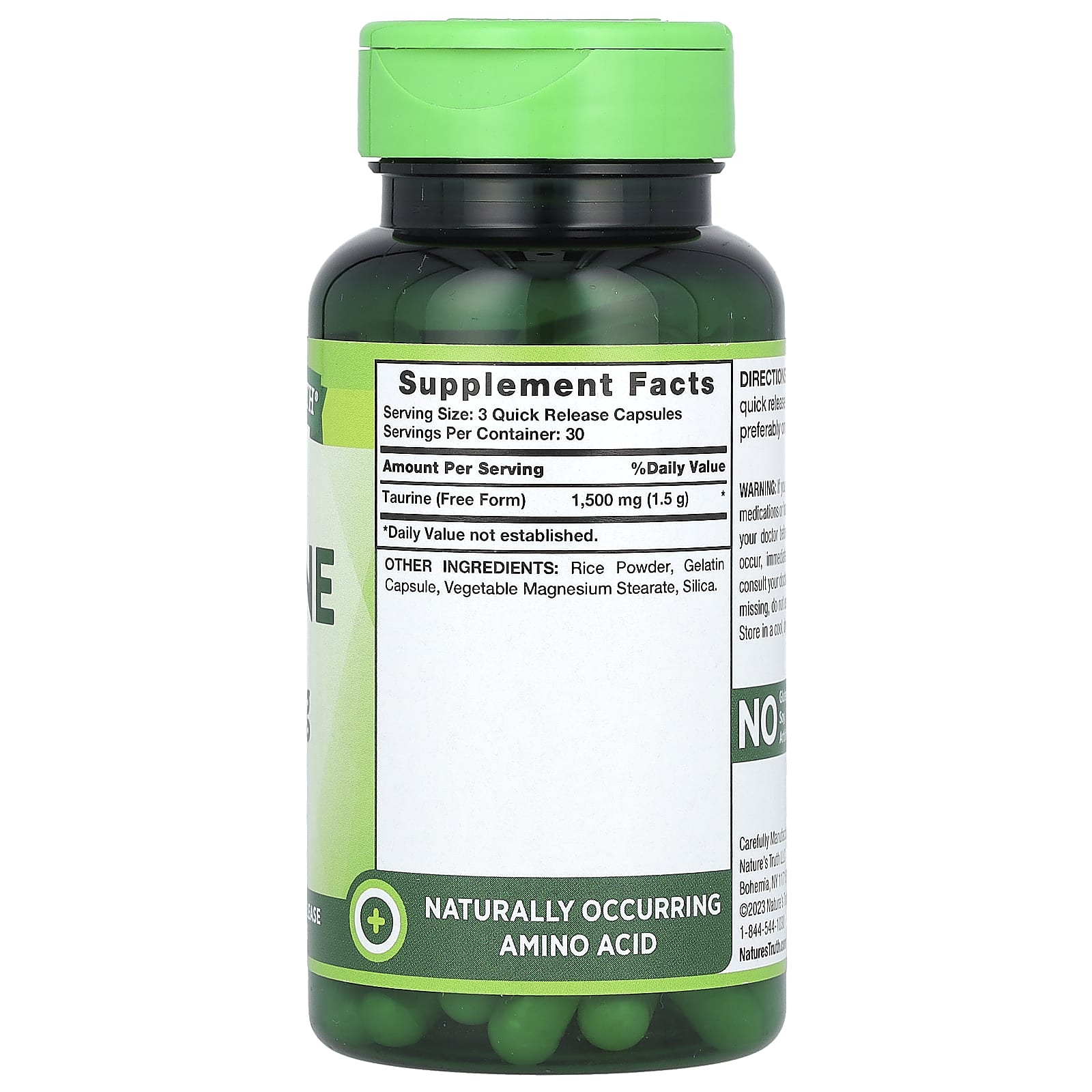Nature's Truth, Vitamins, Taurine, 90 Quick Release Capsules (500 mg per Capsule) - Image 2