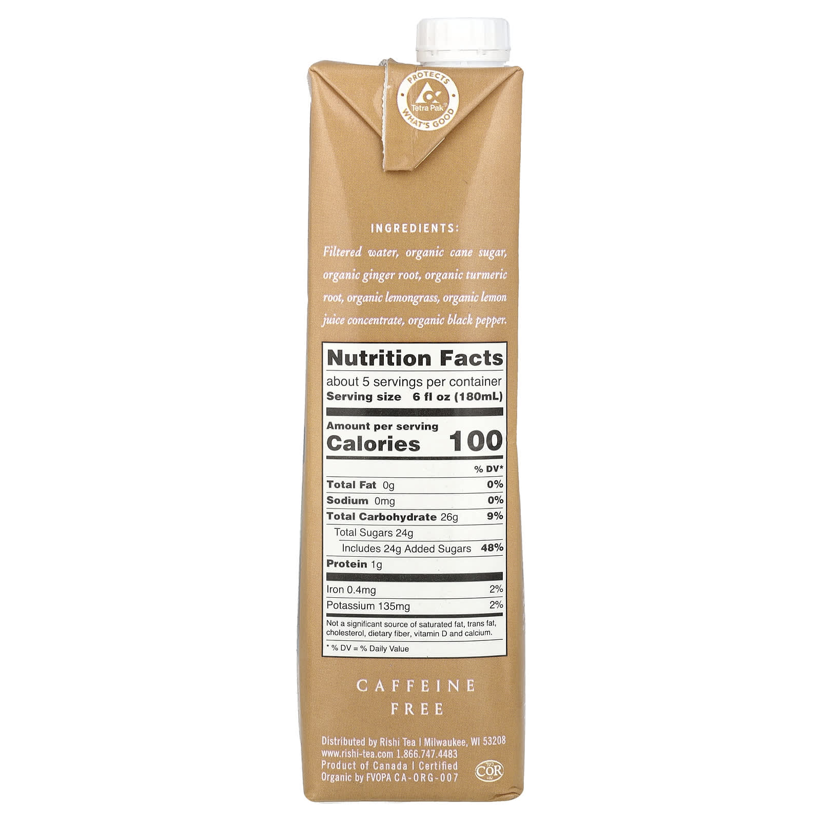 Rishi Tea, Organic Chai Concentrate, Turmeric Ginger Chai, Caffeine Free, 32 fl oz (946 ml) - Image 2
