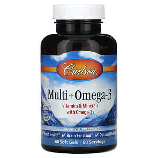 Carlson Multi + Omega-3, 60 Soft Gels for Heart Health