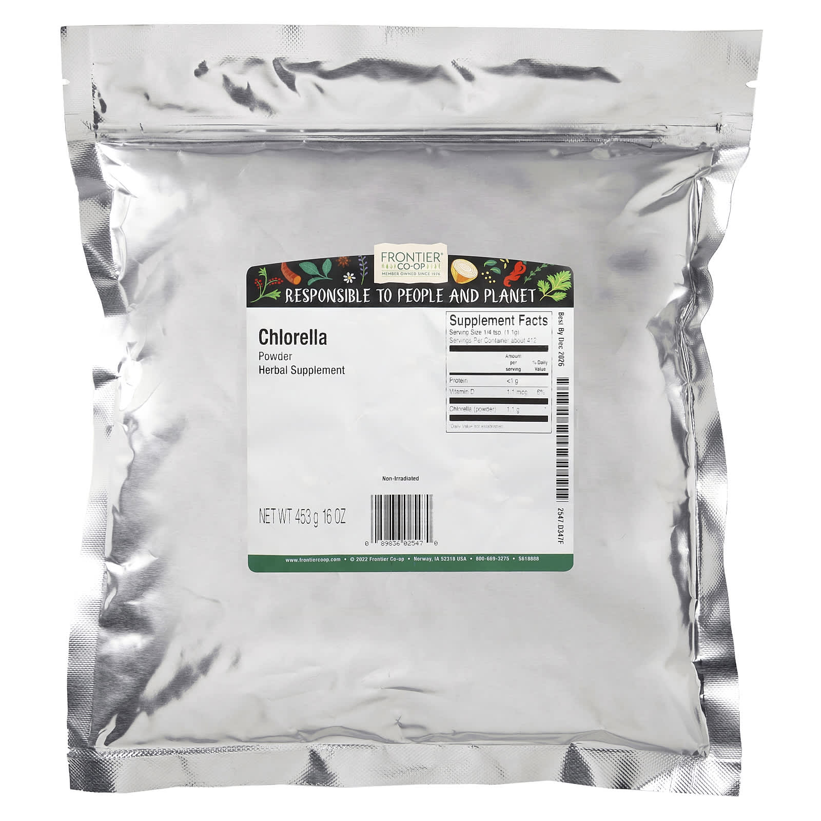 Frontier Co-op Chlorella Powder, 16 oz - Non-Irradiated & Digestible - Image 2