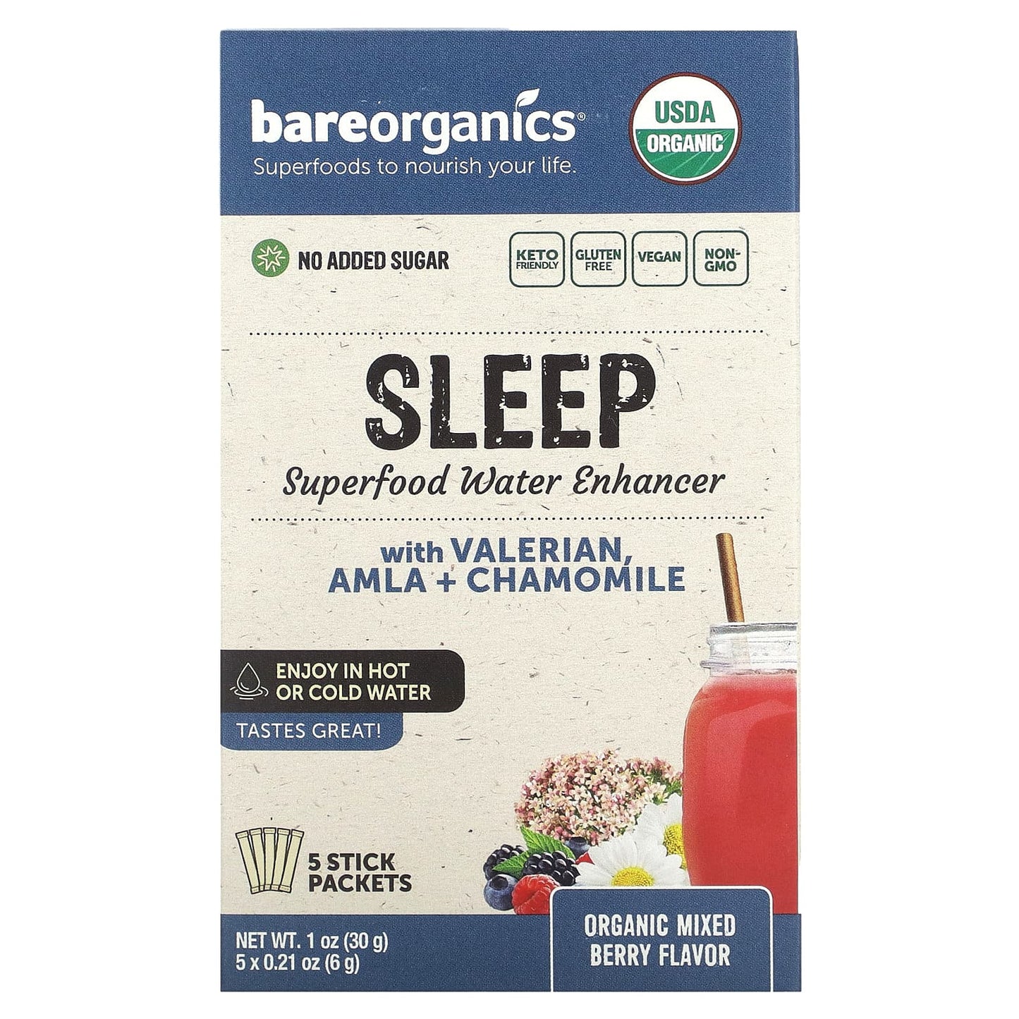 Unlock Restful Sleep with BareOrganics Mixed Berry Sleep Superfood - Image 1