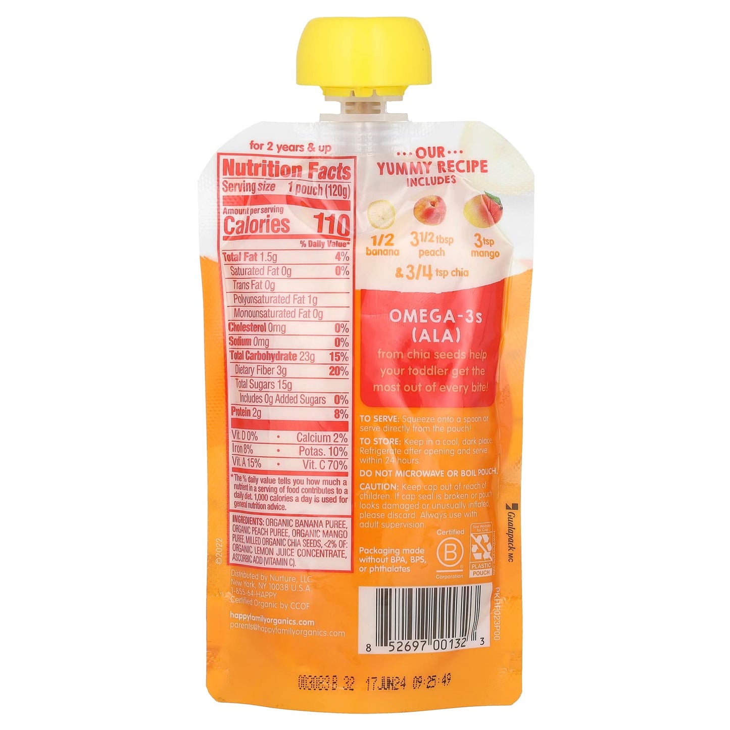 <span>Happy Family Organics Happy Tot Super Foods for Toddlers, Stage 4, with Omega-3s & Fiber</span> - Image 2
