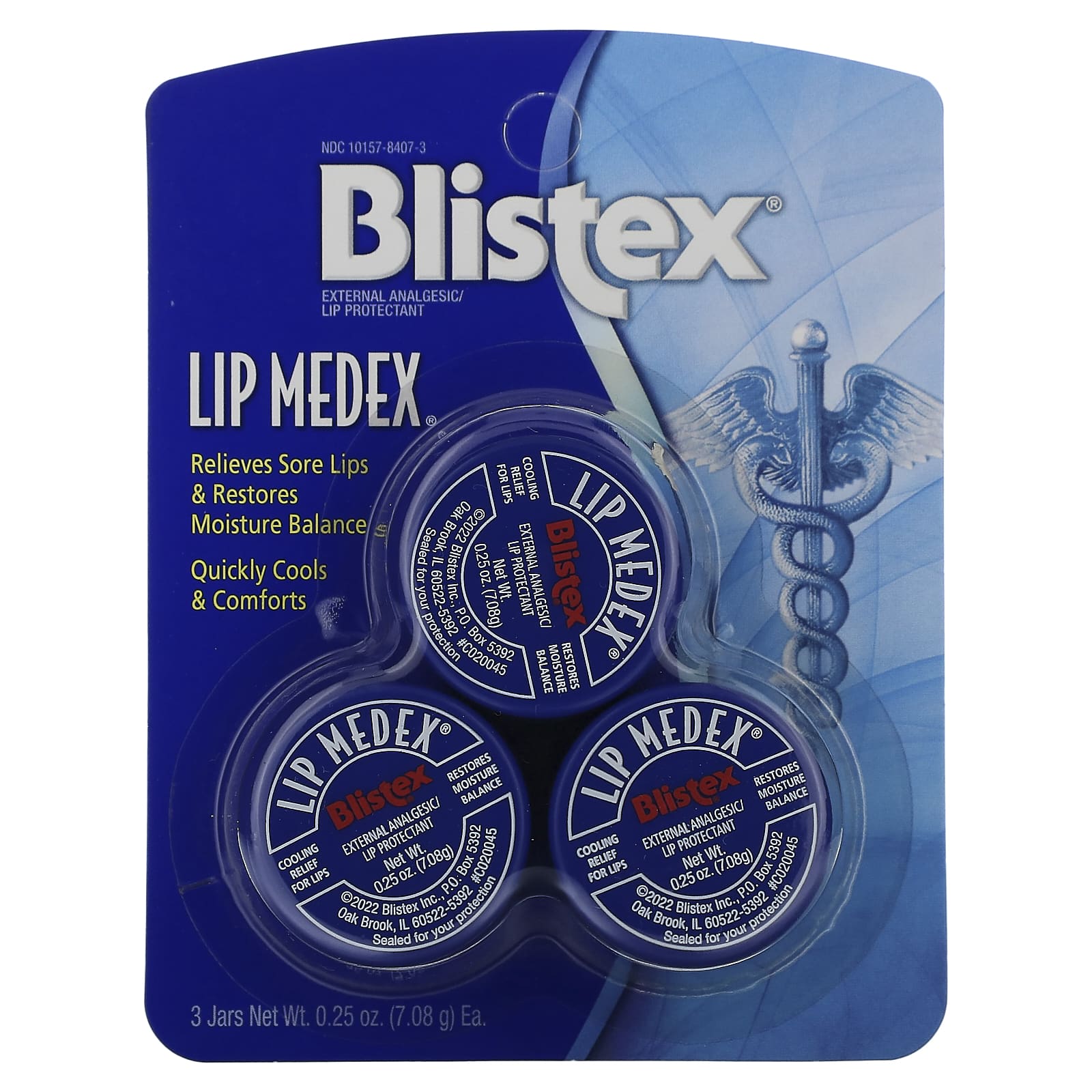 Blistex Lip Medex Cooling Lip Relief, 3 x 0.25 oz Jars - Image 2