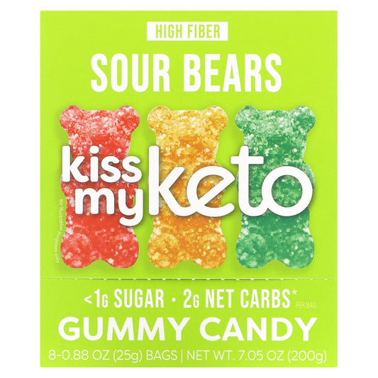 Kiss My Keto, Gummy Candy, Sour Bears, 8 Bags, 0.88 oz (25 g) - Image 1