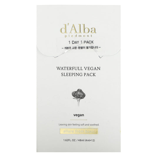 Hydrate Overnight with d'Alba Waterfull Vegan Sleeping Pack, 12 x 0.13 fl oz - Image 1