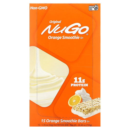 NuGo Nutrition, Orange Smoothie Bars, 15 Bars, 1.76 oz (50 g) Each - Image 1