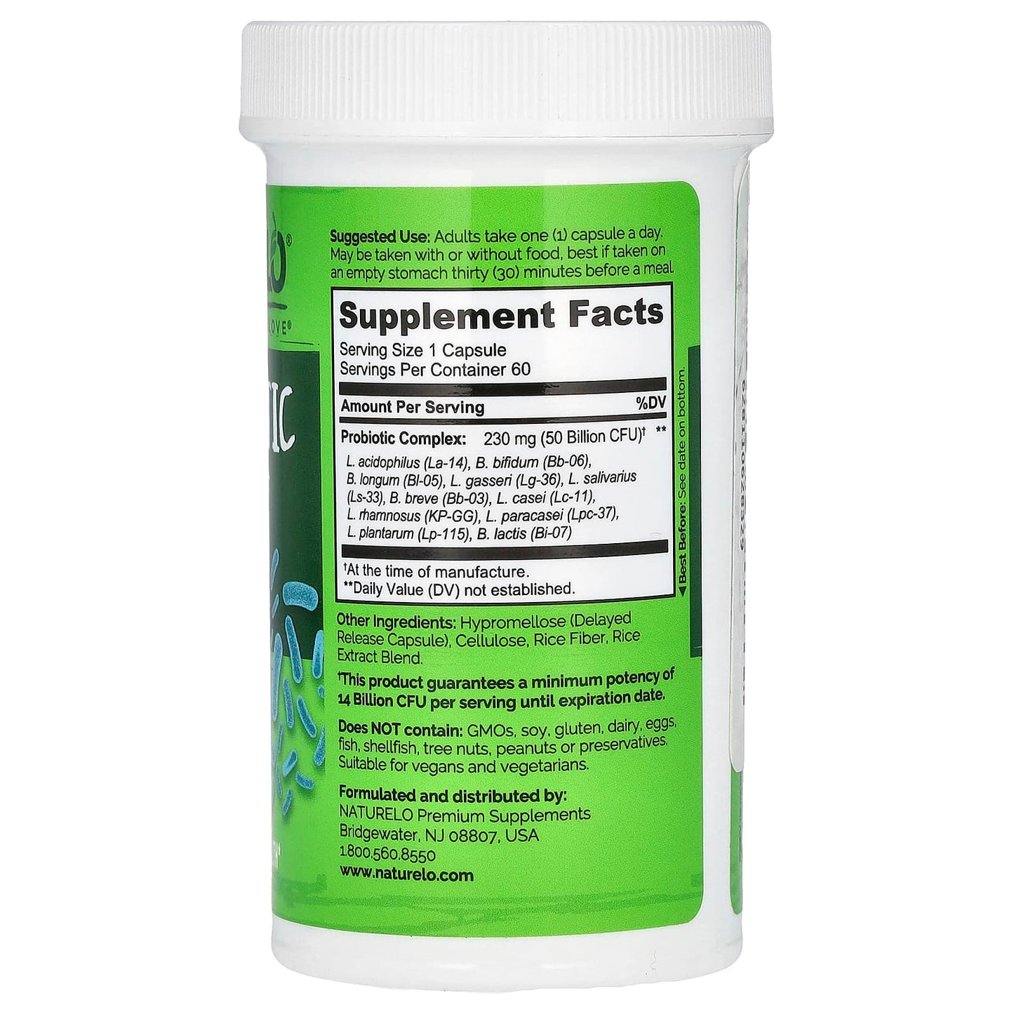 NATURELO, Probiotic, 50 Billion CFU, 60 Delayed Release Capsules - Image 2