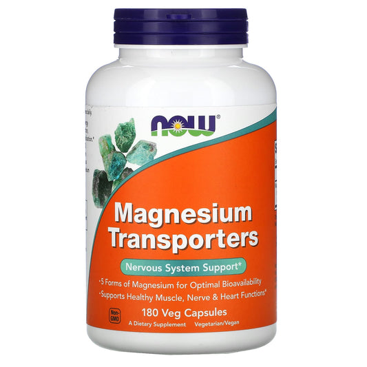 NOW Foods, Magnesium Transporters, 180 Veg Capsules - Image 1
