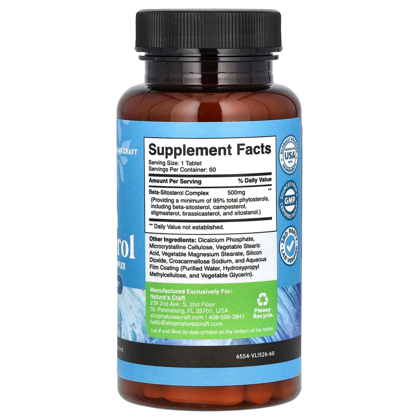 Nature's Craft, Beta Sitosterol, 500 mg, 60 Tablets - Image 2