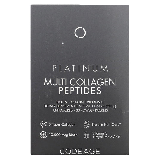 Codeage Multi Collagen Peptides Platinum - 30 Unflavored Sticks - Image 1