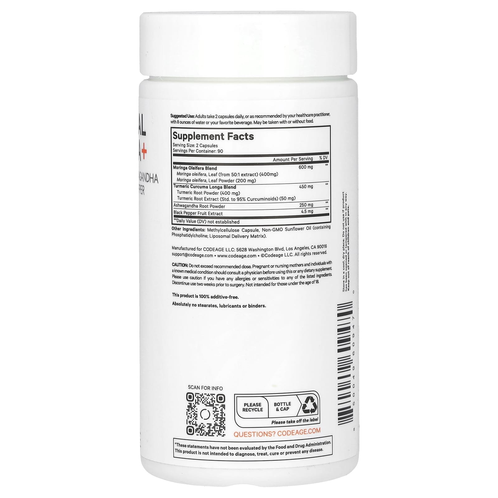 Codeage Liposomal Moringa+ - 180 Capsules for Enhanced Wellness - Image 2