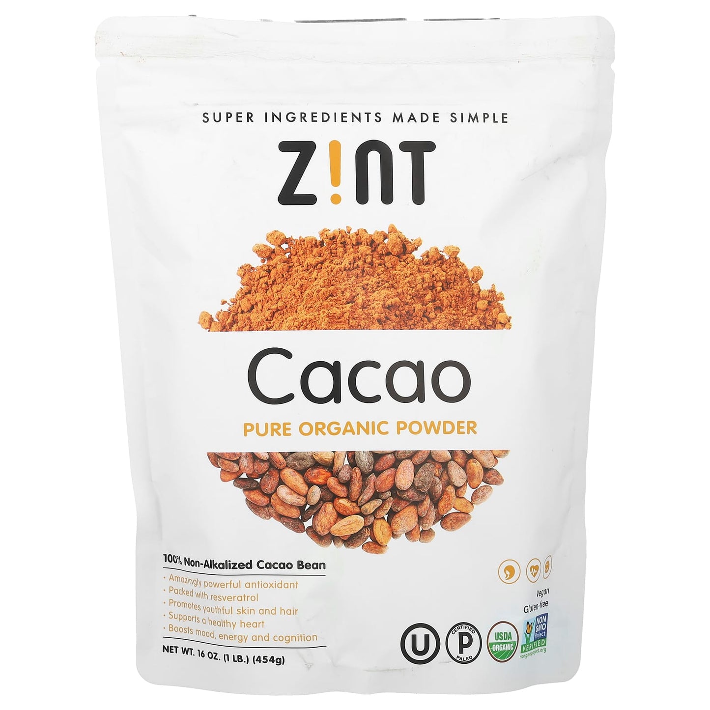 Zint, Pure Organic Cacao Powder, 16 oz (454 g) - Image 1