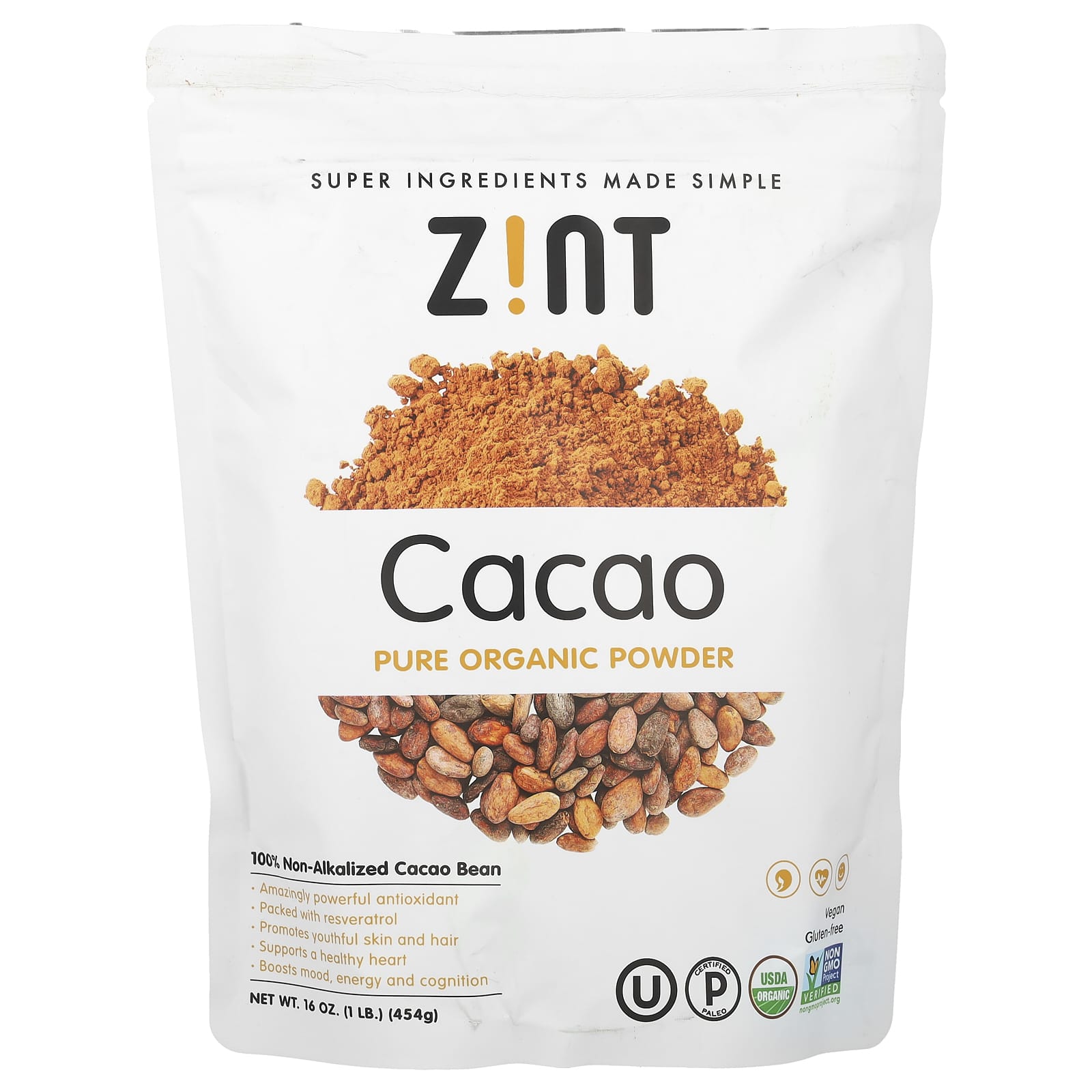 Zint, Pure Organic Cacao Powder, 16 oz (454 g) - Image 1