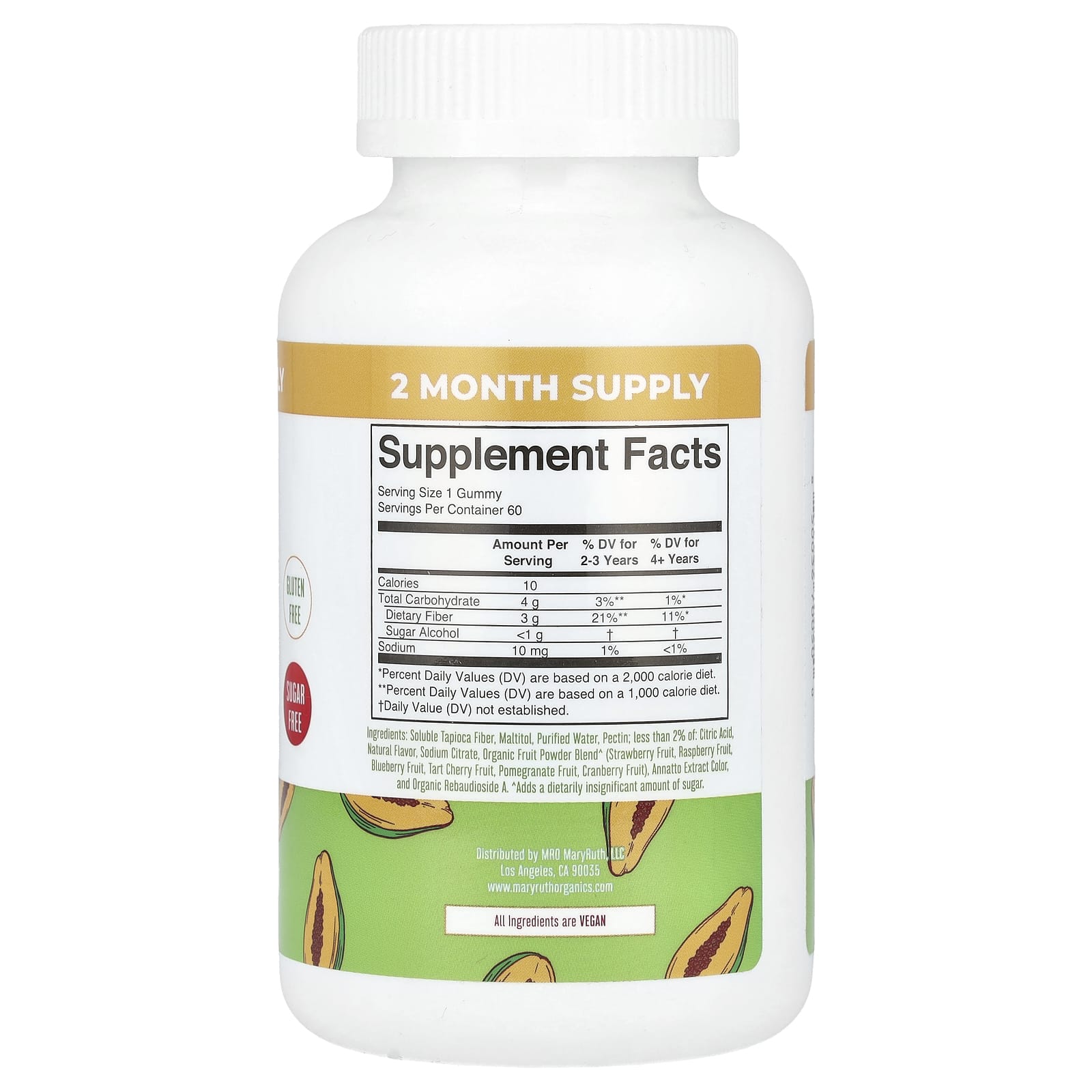 MaryRuth's, Kids, Fiber Gummies, Ages 2+, Papaya, 60 Gummies - Image 2