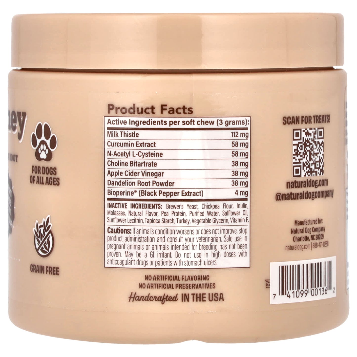 Natural Dog Company, Liver & Kidney, For Dogs, All Ages, 90 Soft Chewable Bites, 9.5 oz (270 g) - Image 2