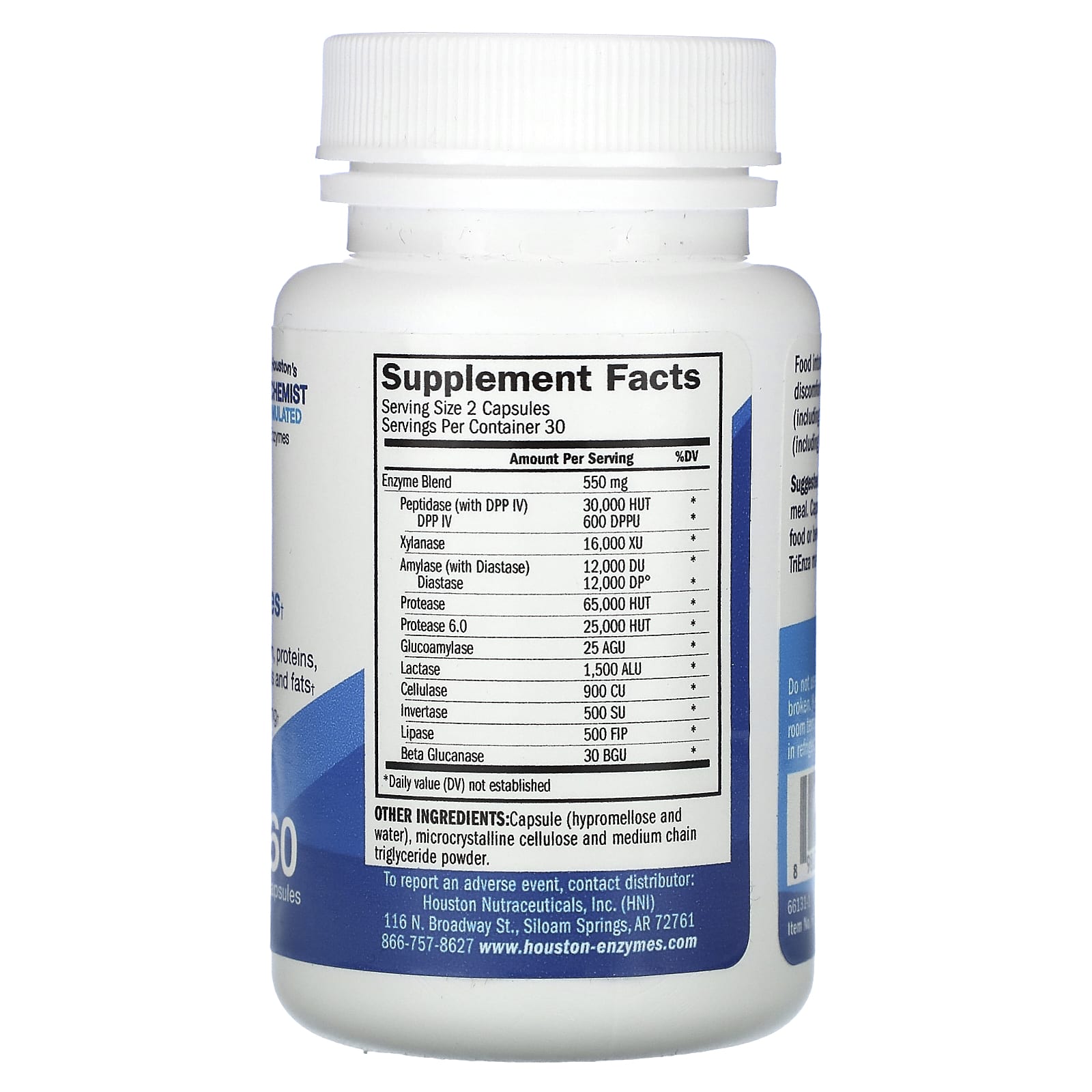 Houston Enzymes - TriEnza for Digestive Health, 60 Capsules - Image 2