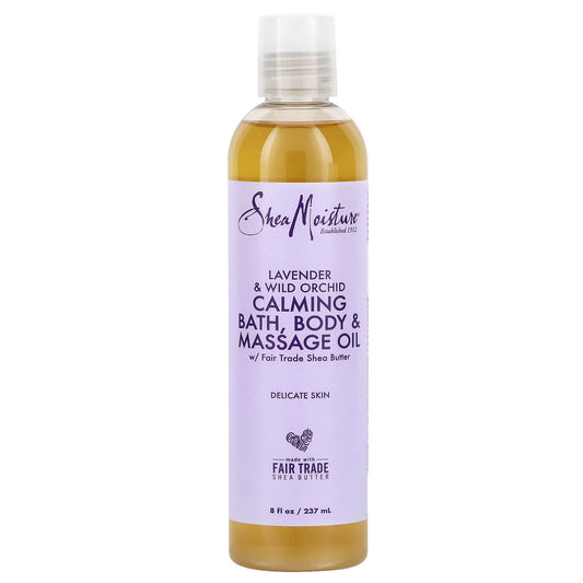 SheaMoisture, Calming Bath, Body & Massage Oil, Delicate Skin, Lavender & Wild Orchid, 8 fl oz (237 ml) - Image 1