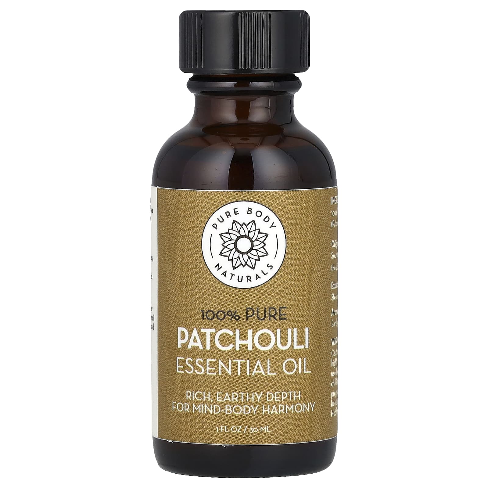 Pure Body Naturals, 100% Pure Essential Oil, Patchouli, 1 fl oz (30 ml) - Image 1
