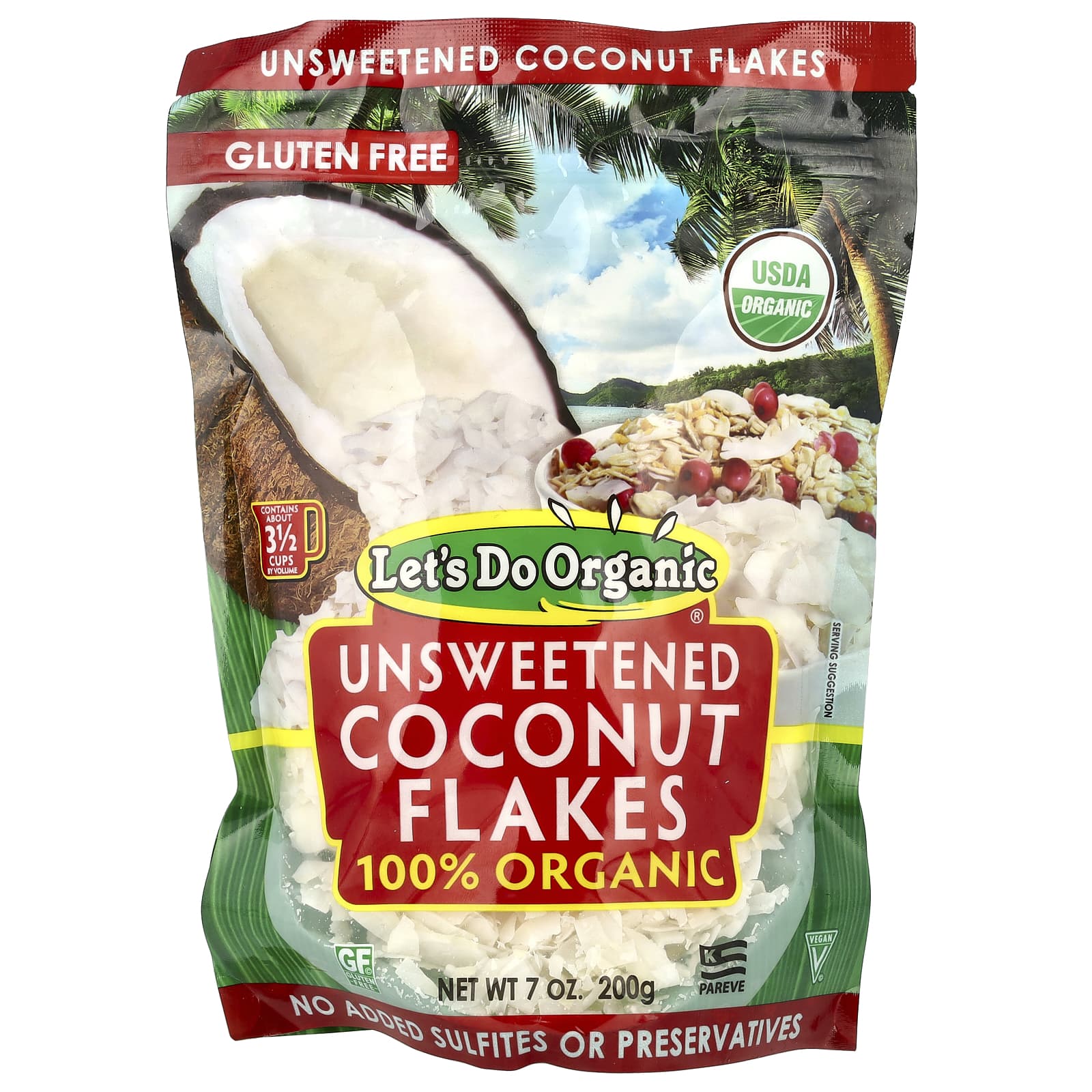 Organic Unsweetened Coconut Flakes by Edward & Sons, 7 oz (200g) - Image 1