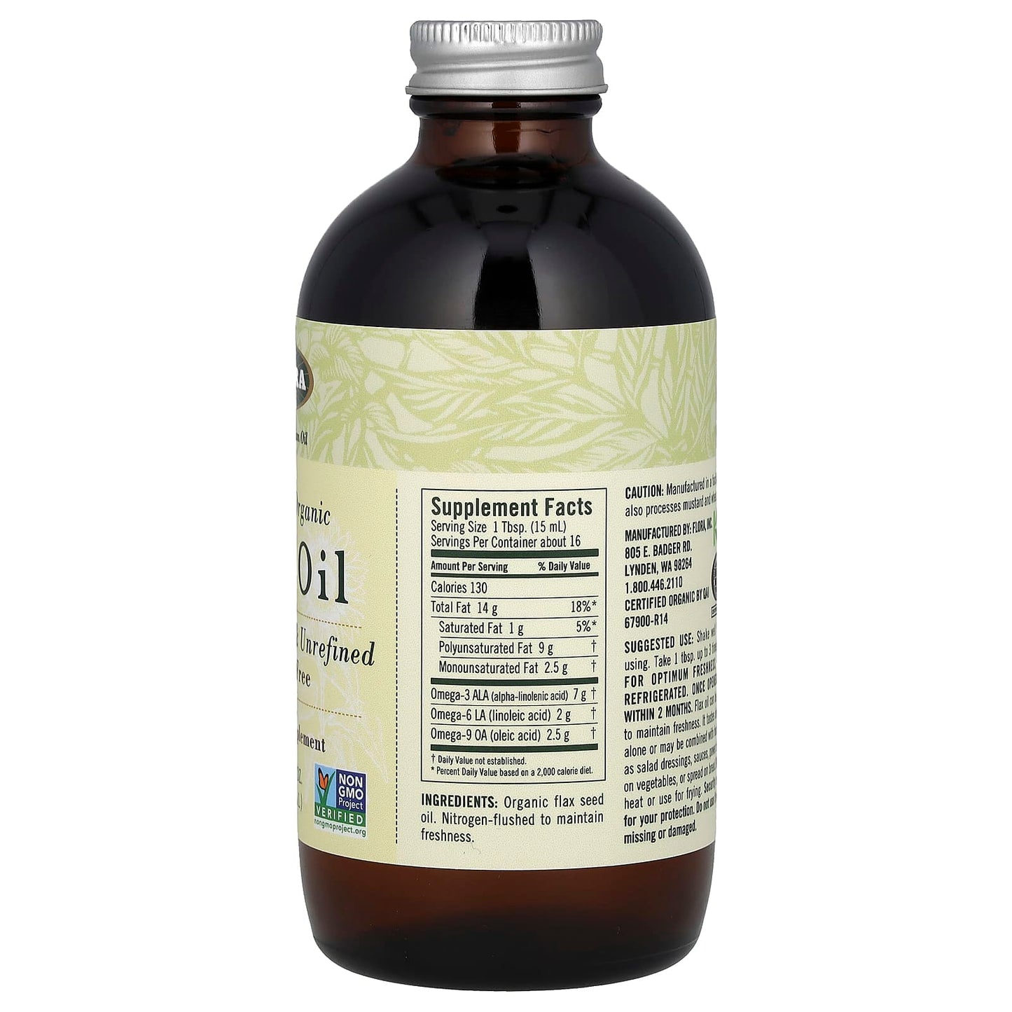 Certified Organic Flax Oil by Flora - 250ml Cold Pressed - Image 2
