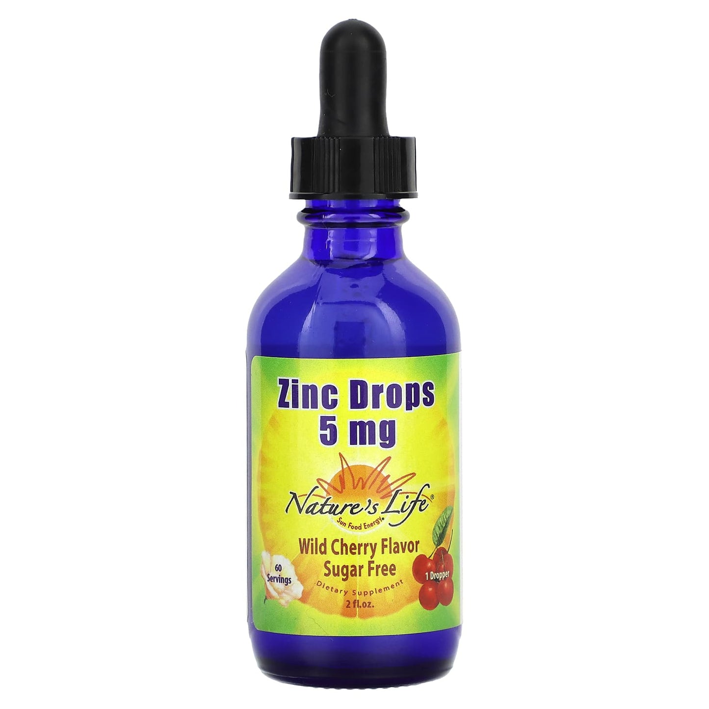 Nature's Life, Zinc Drops, Sugar Free, Wild Cherry, 5 mg, 2 fl oz - Image 1