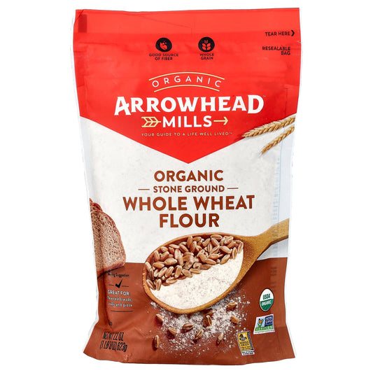 Organic Whole Wheat Flour, Stone Ground, 22 oz - Arrowhead Mills - Image 1
