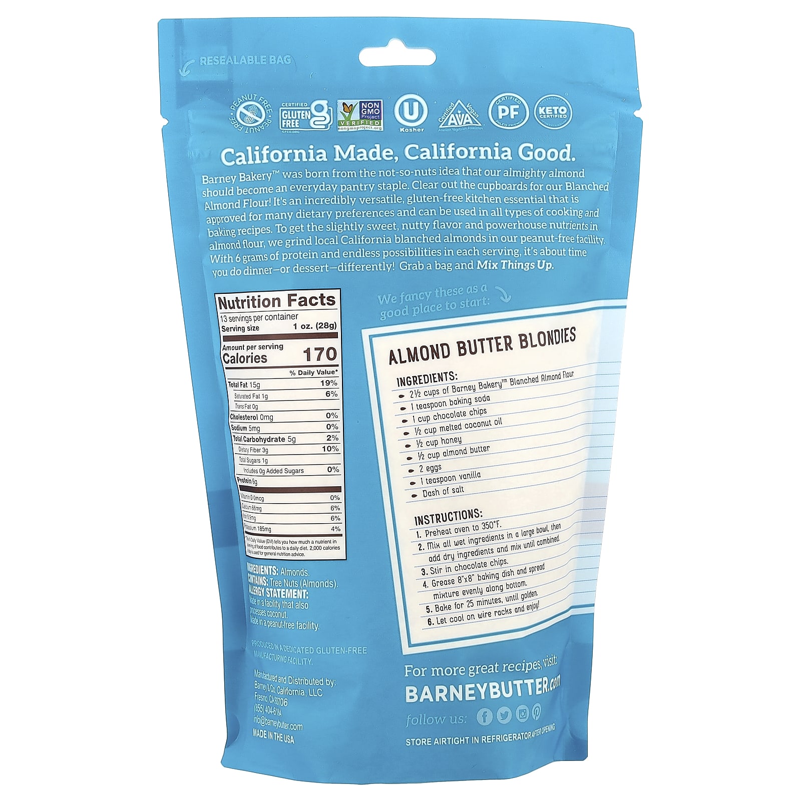 California-Made Gluten-Free Blanched Almond Flour by Barney Butter - Image 2