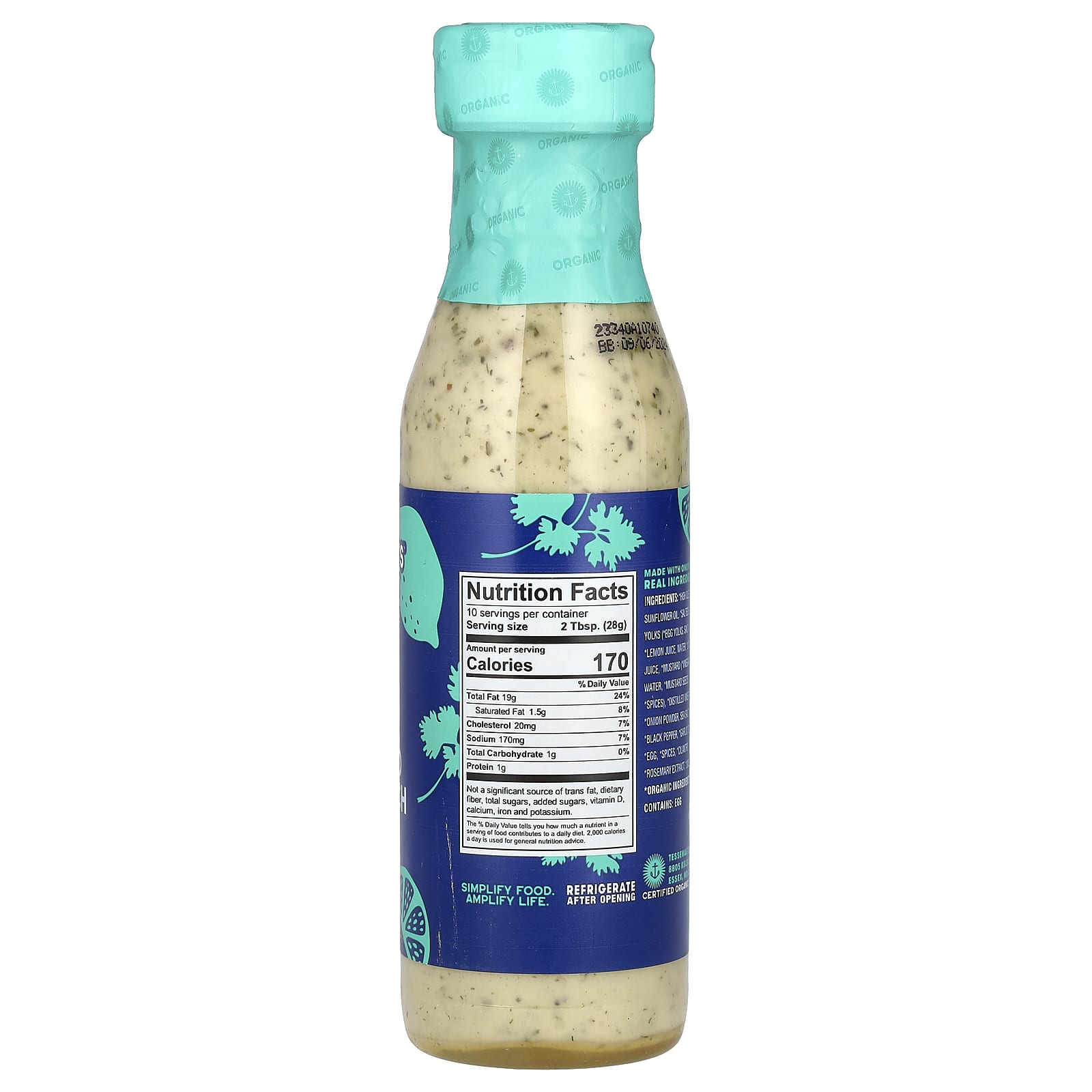 Tessemae's, Pantry, Organic Dressing & Dip, Cilantro Lime Ranch, 10 fl oz (296 ml) - Image 2