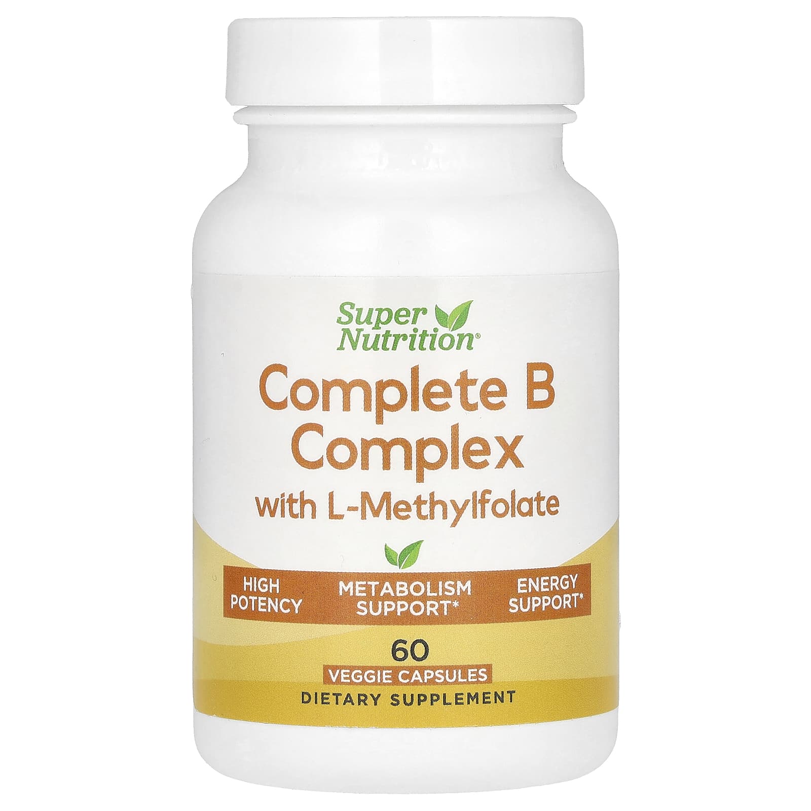 Complete B Complex with L-Methylfolate & Biotin by Super Nutrition 60 Capsules - Image 1