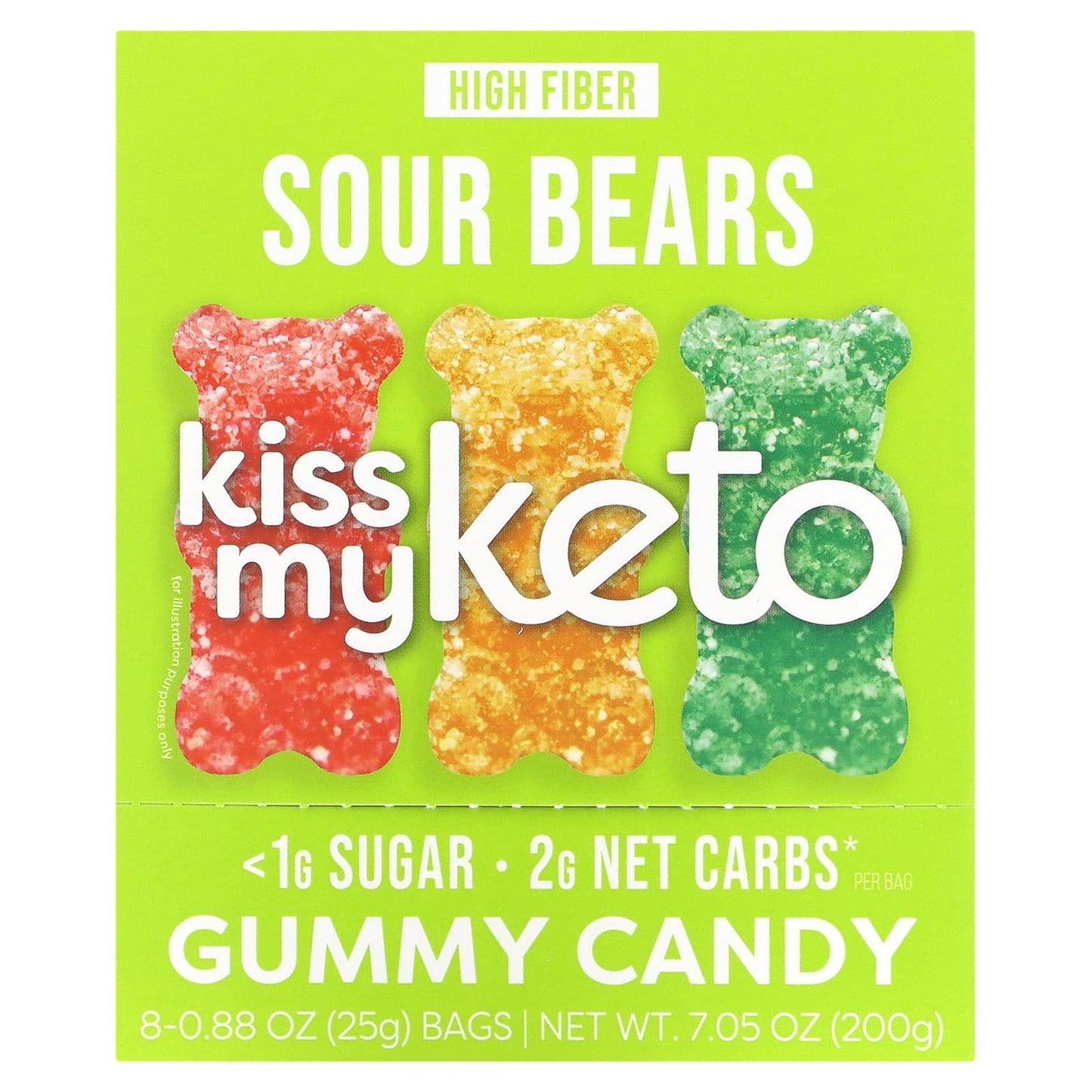 Kiss My Keto, Gummy Candy, Sour Bears, 8 Bags, 0.88 oz (25 g) - Image 1