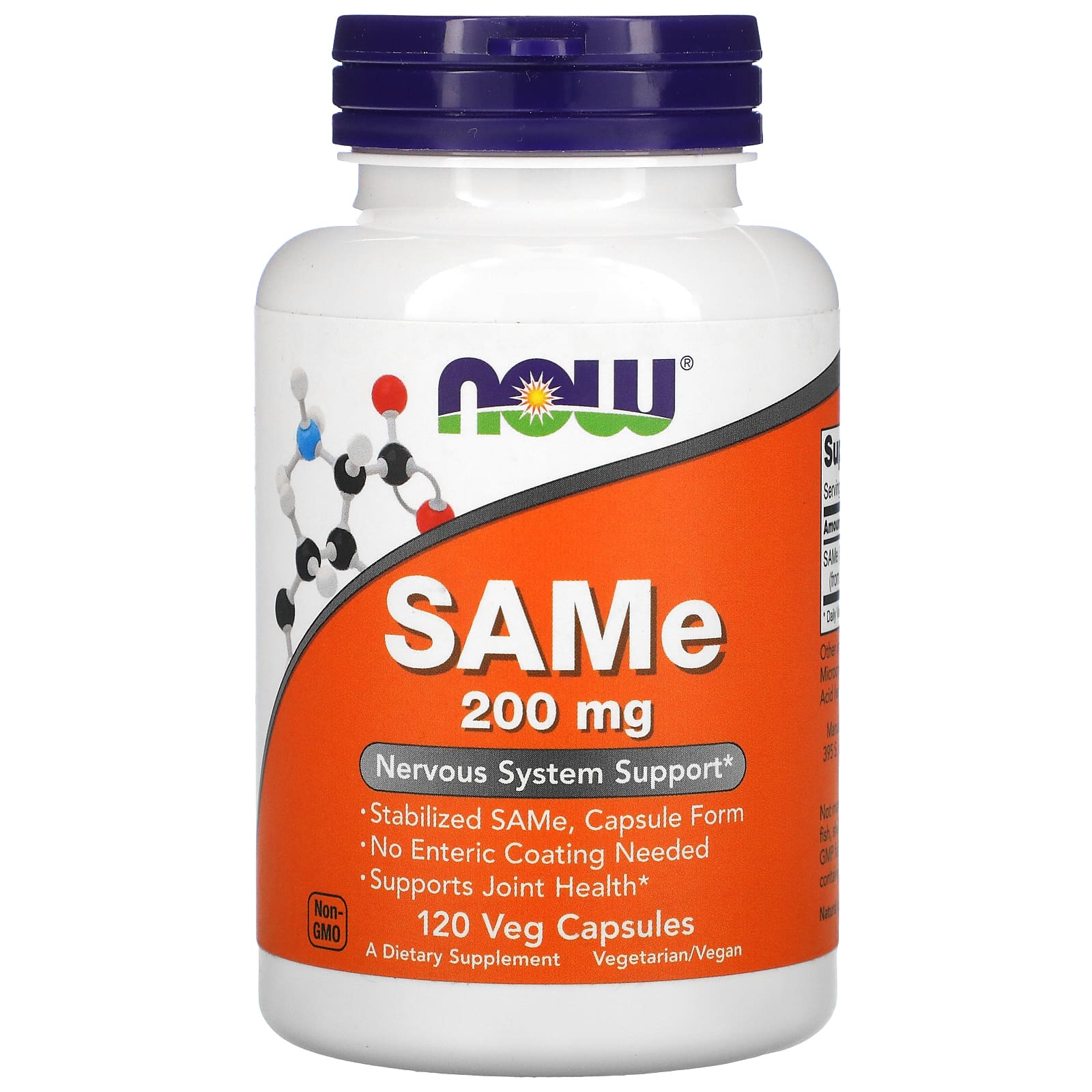 NOW Foods, SAMe (Disulfate Tosylate), 200 mg, 120 Veg Capsules - Image 1