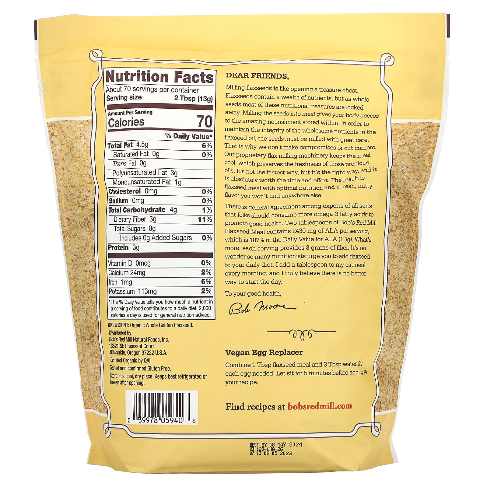 Organic Golden Flaxseed Meal by Bob's Red Mill, Gluten-Free & Non-GMO - Image 2