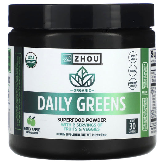 Zhou Nutrition, Organic Daily Greens, Green Apple, 5 oz (141.9 g) - Image 1