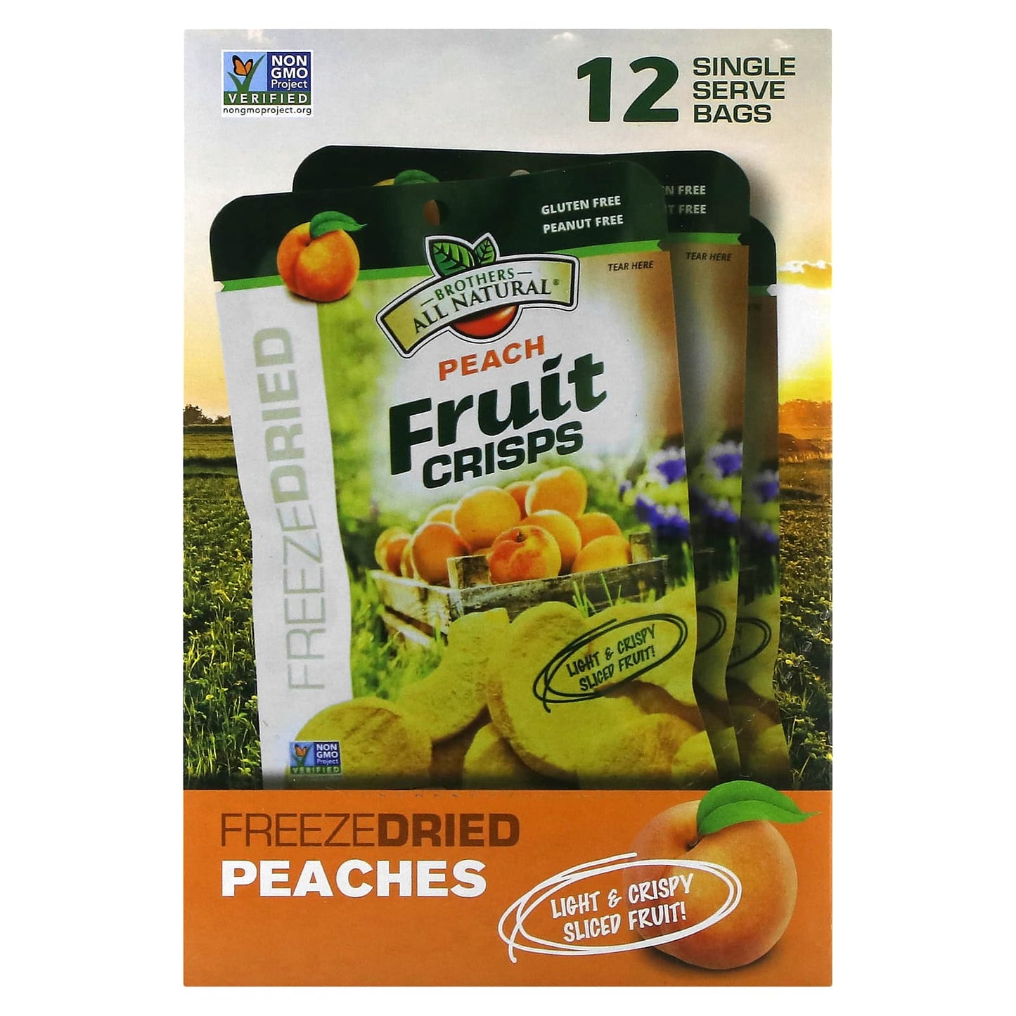 Brothers All Natural Freeze Dried Fruit Crisps, Peach, 12 Pack - Image 1