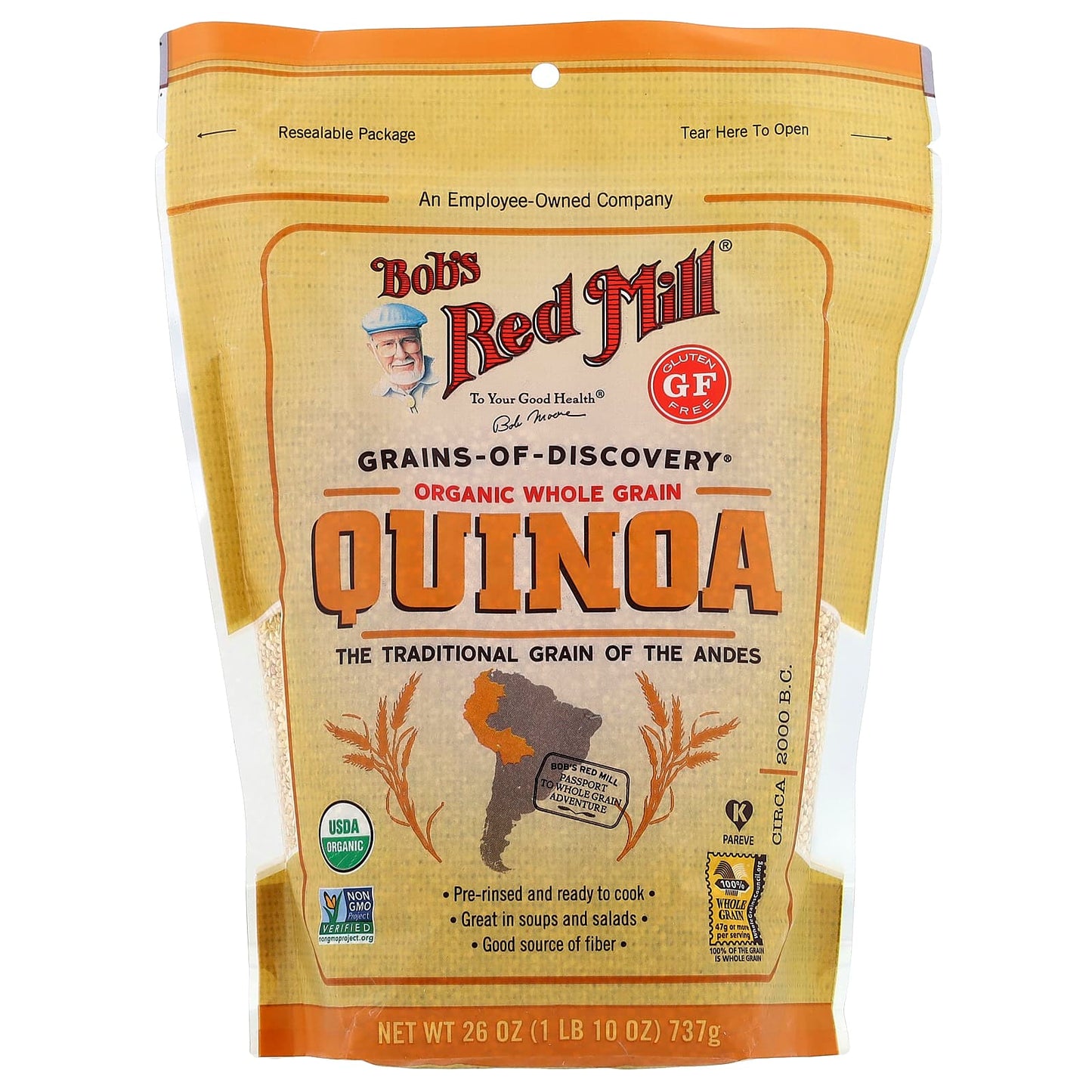 Organic Whole Grain Quinoa, Gluten Free, 26 oz - Bob's Red Mill - Image 1