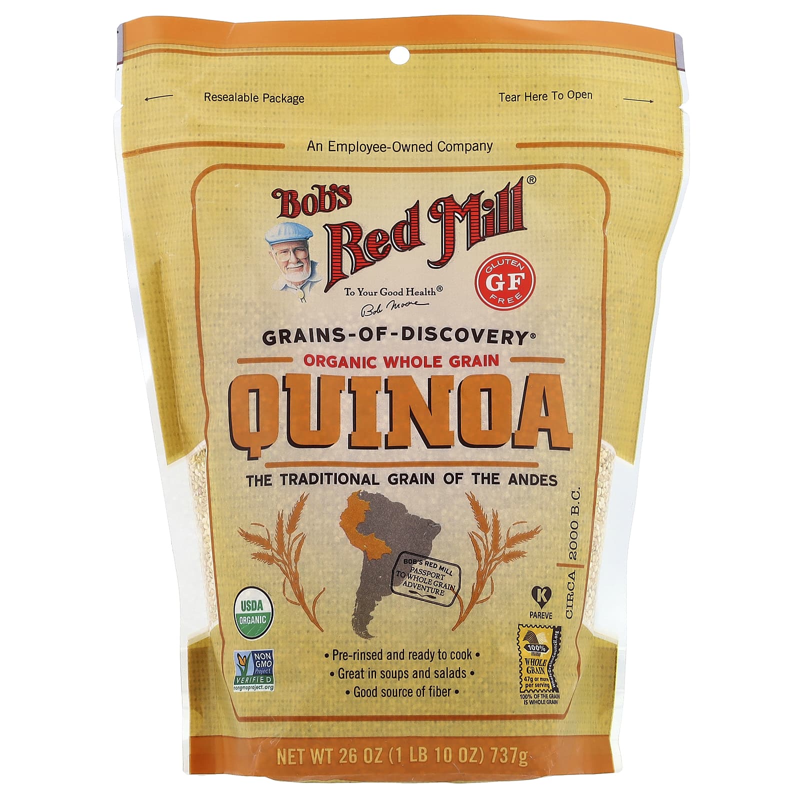 Organic Whole Grain Quinoa, Gluten Free, 26 oz - Bob's Red Mill - Image 1