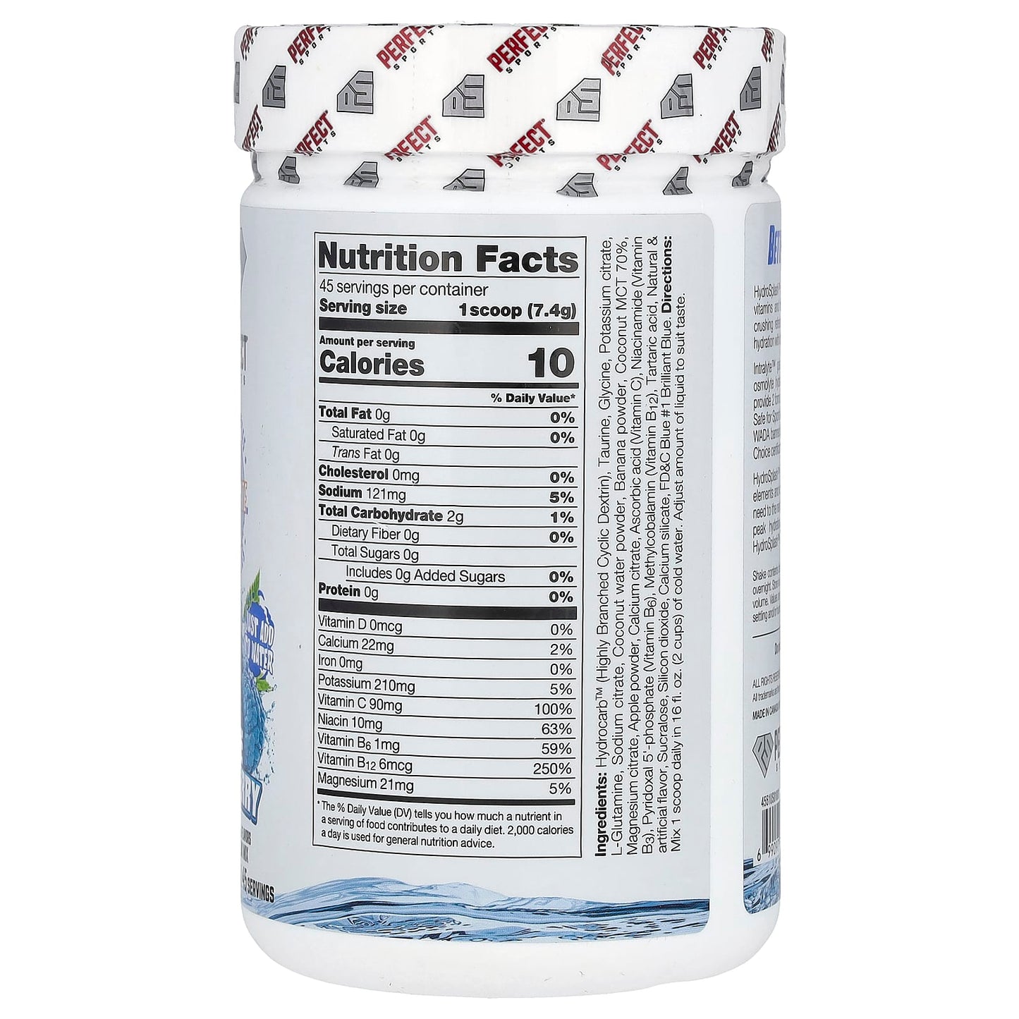 PERFECT Sports, Hydro Splash, Dual Hydration, Blue Raspberry, 11.7 oz (333 g) - Image 2