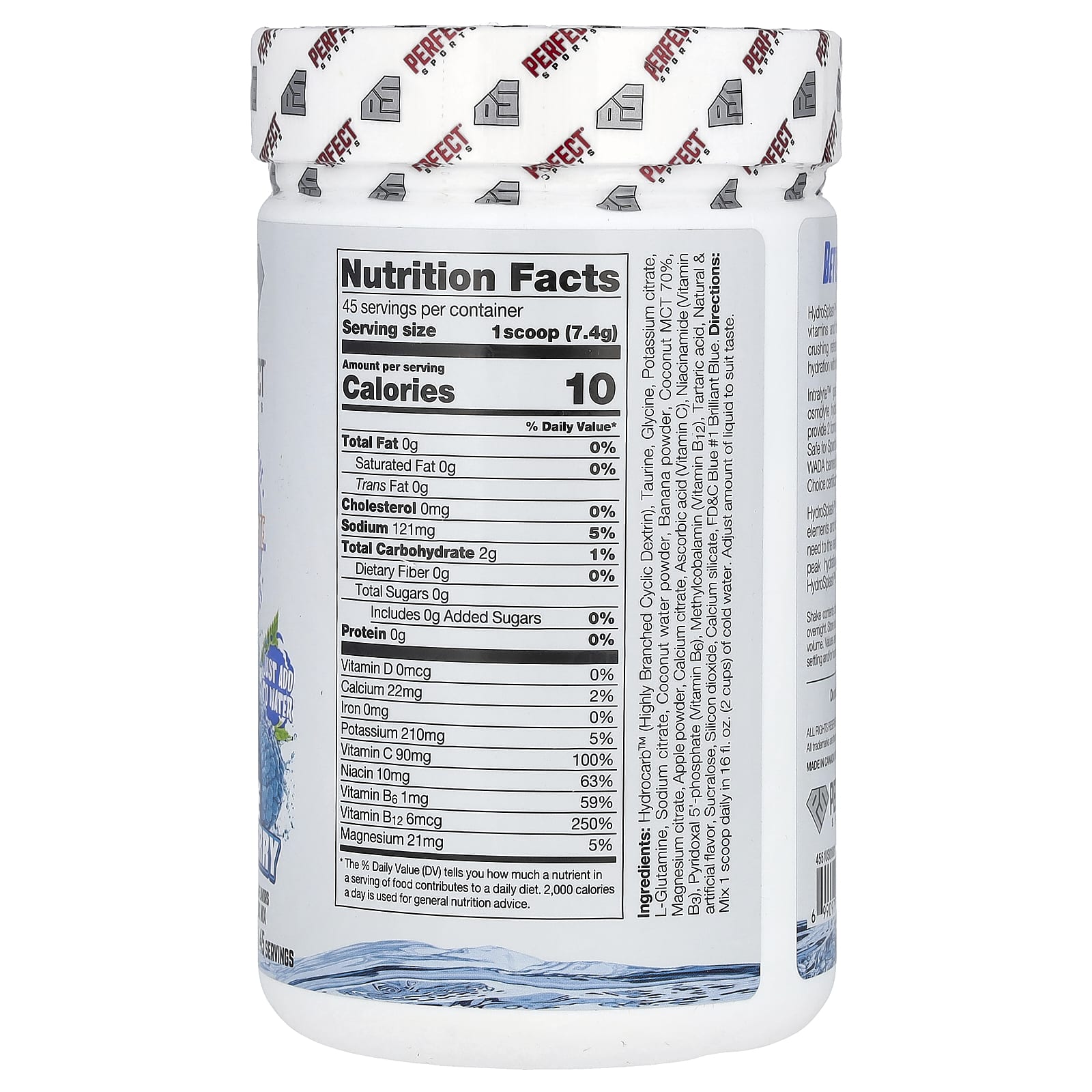 PERFECT Sports, Hydro Splash, Dual Hydration, Blue Raspberry, 11.7 oz (333 g) - Image 2