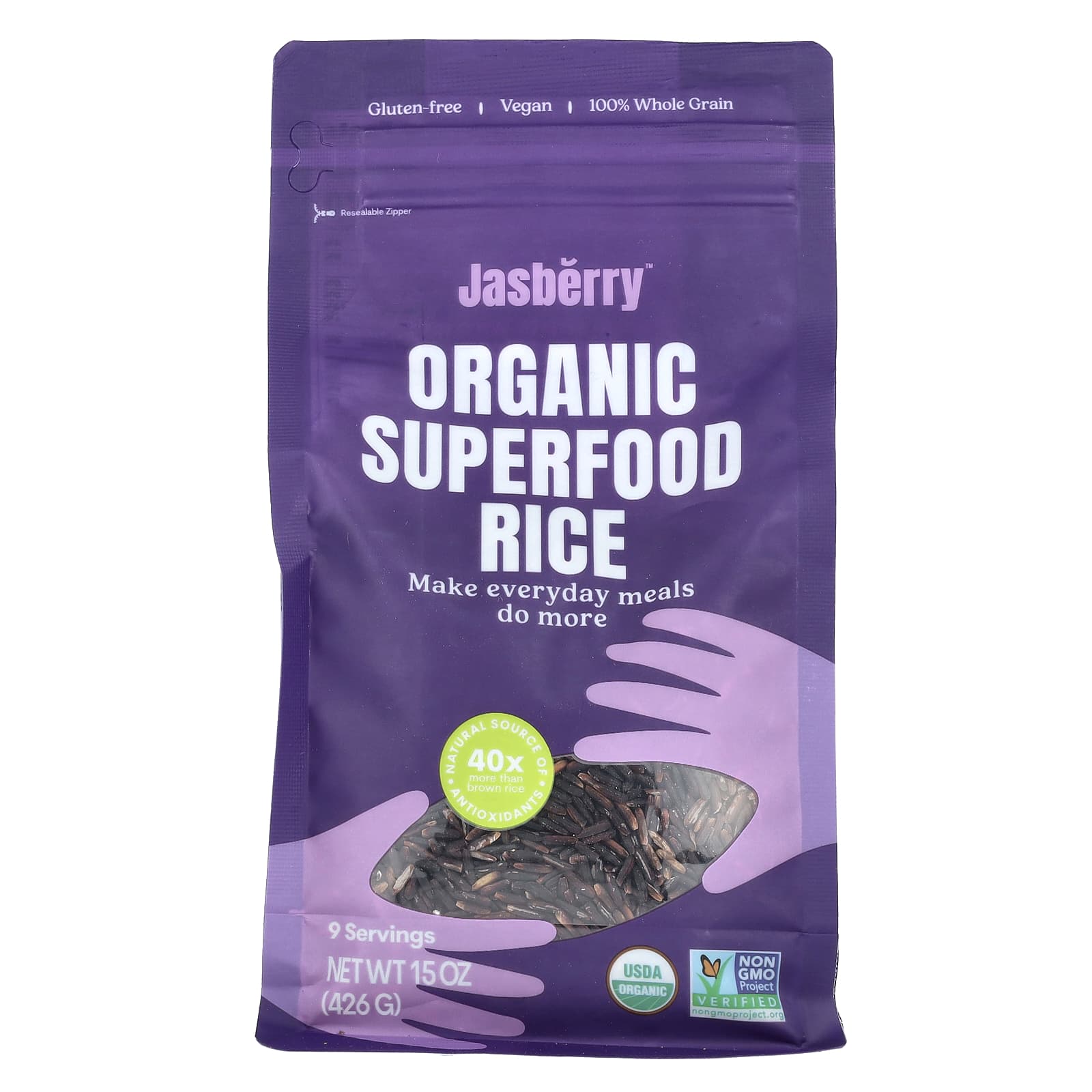Jasberry Organic Superfood Rice, 100% Whole Grain, 15 oz - Image 1