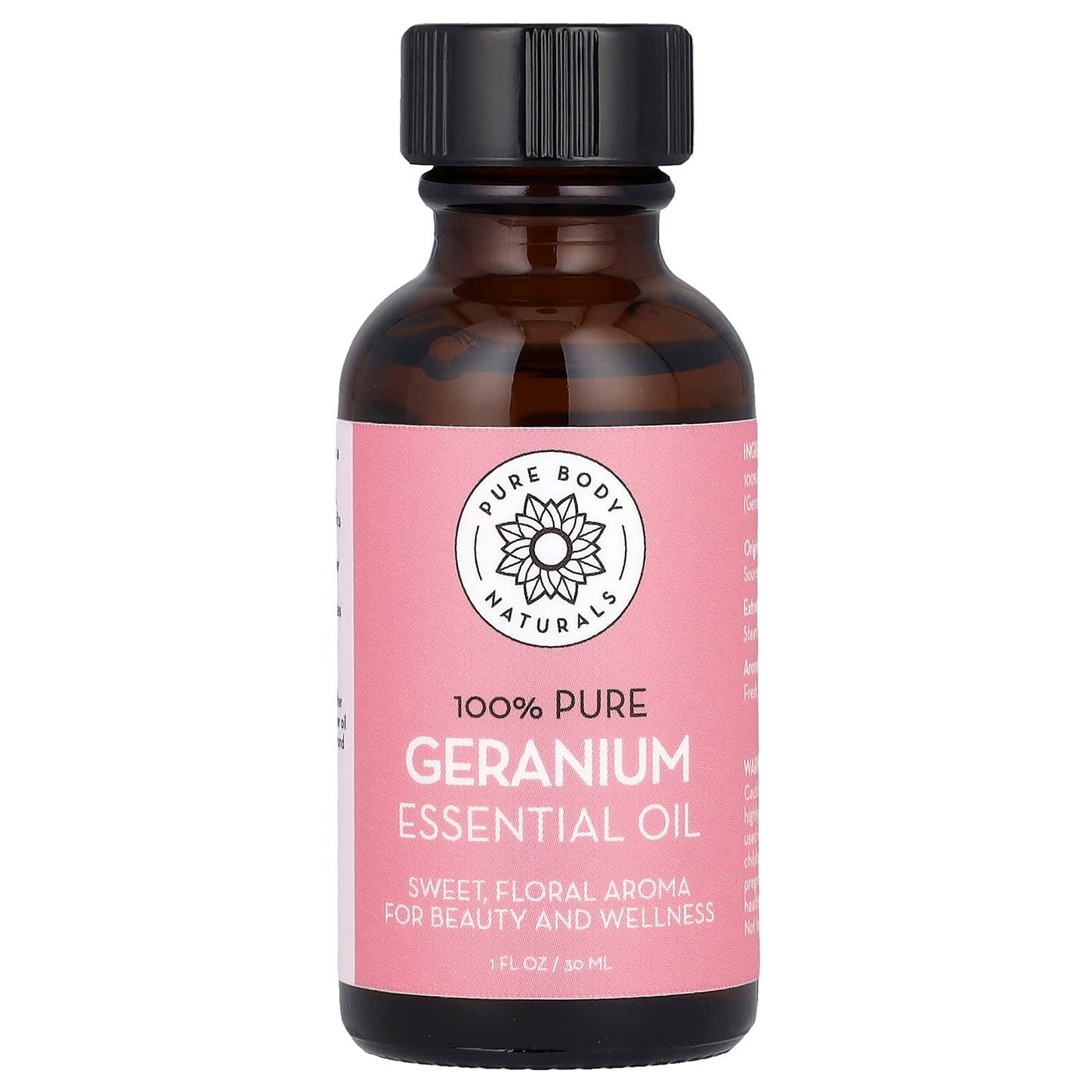 Pure Body Naturals, 100% Pure Essential Oil, Geranium, 1 fl oz (30 ml) - Image 1